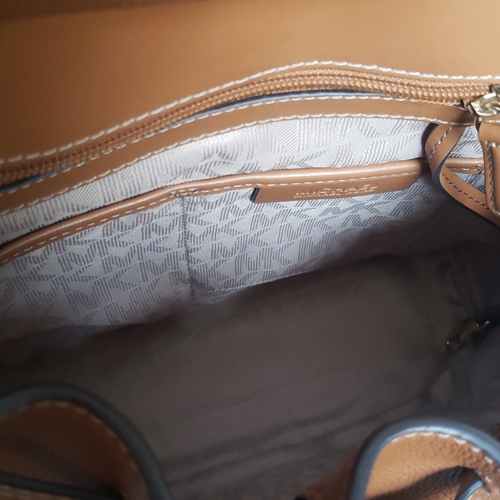 Michael Kors Remi Tan Leather Backpack - Picture 6 of 8